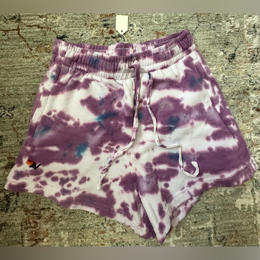 ⚡️RARE AVIATOR NATION NWT HAND DYED LOUNGER ZIP SHORT in Purple and Blue— M